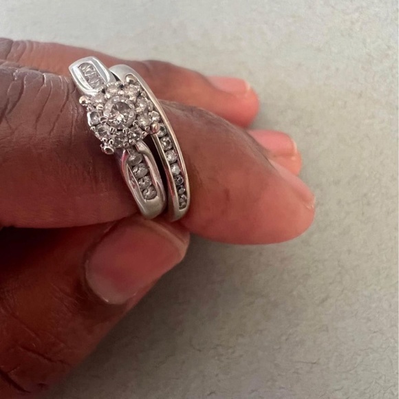 Wedding ring set 10KT White gold - Picture 14 of 17